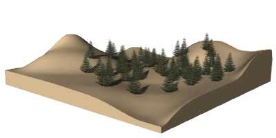 Forest after being adjusted onto a Terrain