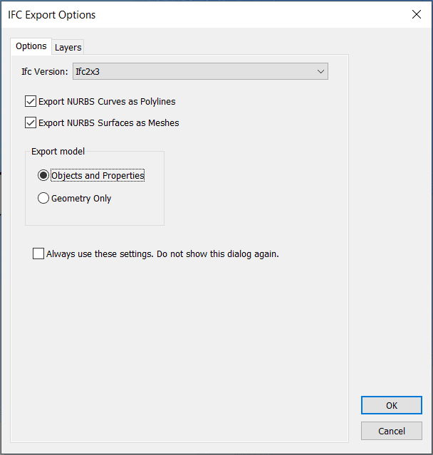 Ifc Export Types Dialog