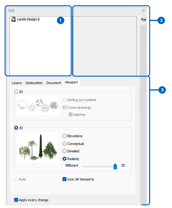 Lands Design Edit Panel.