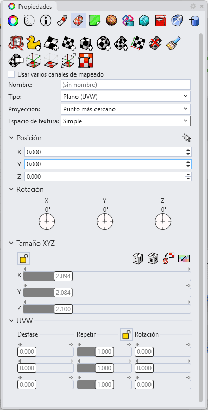 Propiedades de mapeado de texturas