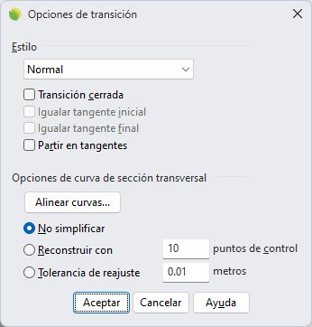 Opciones de transición