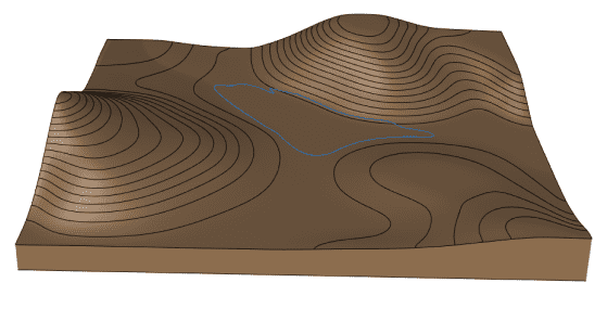 Terrain and the curve selected to create the inner boundary