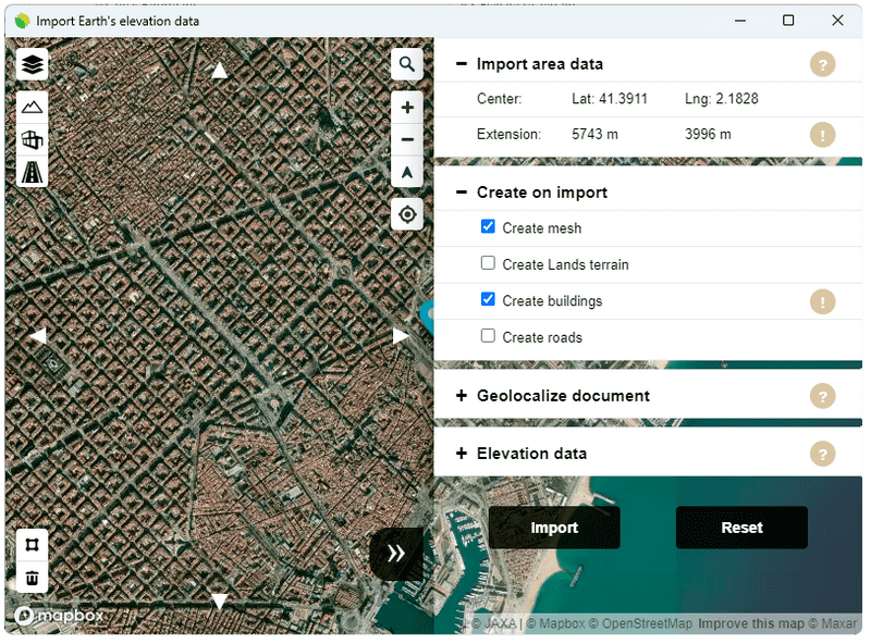 Import Earth Elevation Data Dialog