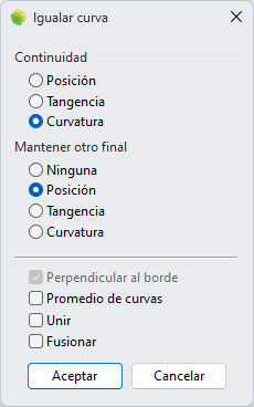 Opciones de Igualar