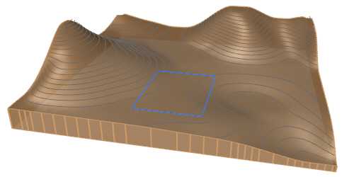 Terrain and the curve selected to create the hole