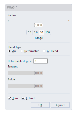 FilletSrf options