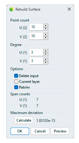 Rebuild surface options