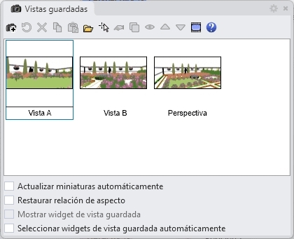 Panel de vistas guardadas