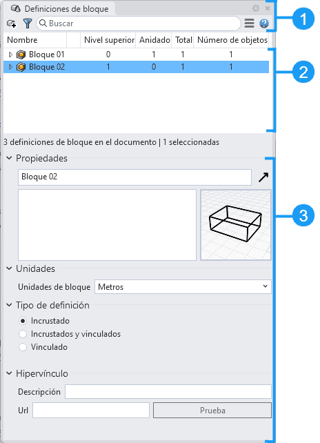 Panel Administrador de bloques